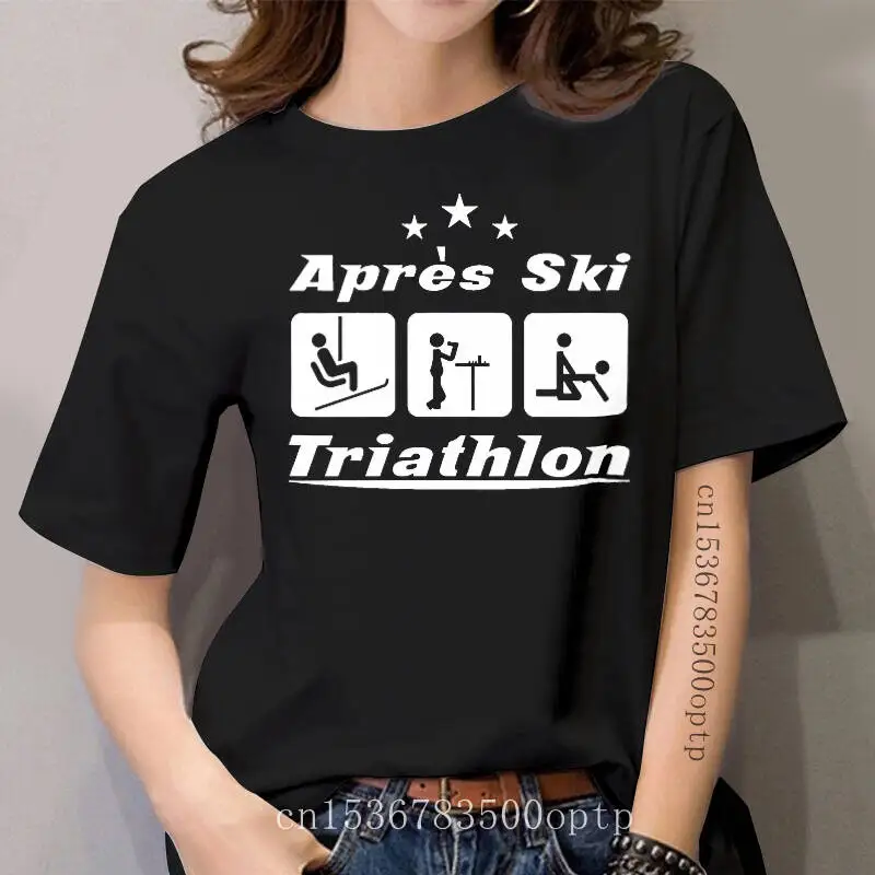 

Apres Ski Triathlon Tshirt Funny Casual Personality Tee Top Humorous Sunlight Tshirt For women Standard Crew Neck Homme