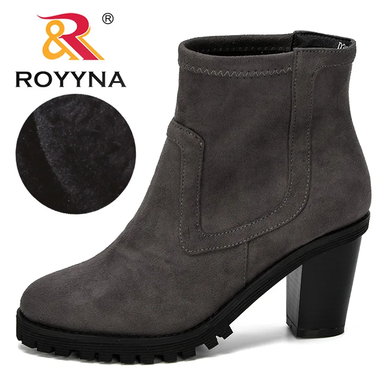 Женские Дизайнерские ботильоны ROYYNA повседневные Нескользящие из флока с круглым