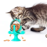 durable pet feeder rotating cat toy turning windmill cat toy cat food treat dispenser toy with funny for pet game indoor