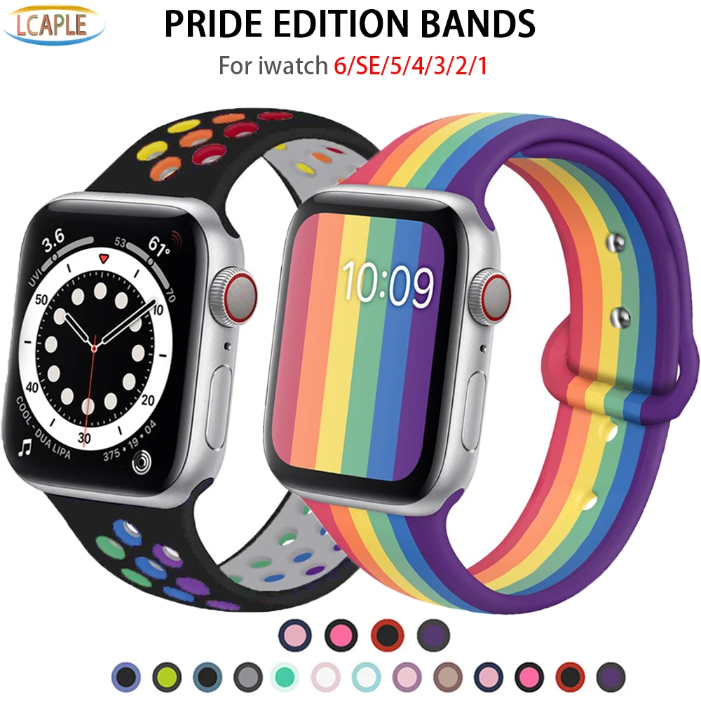 Силиконовый ремешок для apple watch band 44 мм 40 iwatch 42 38 браслет Pride Edition серии 6 SE 5 4 3 7 41 45 |