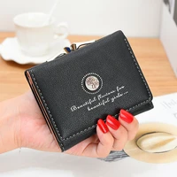 simple ladies mini wallet retro style rose flower short coin purse female student three folding wallet money bag purse women