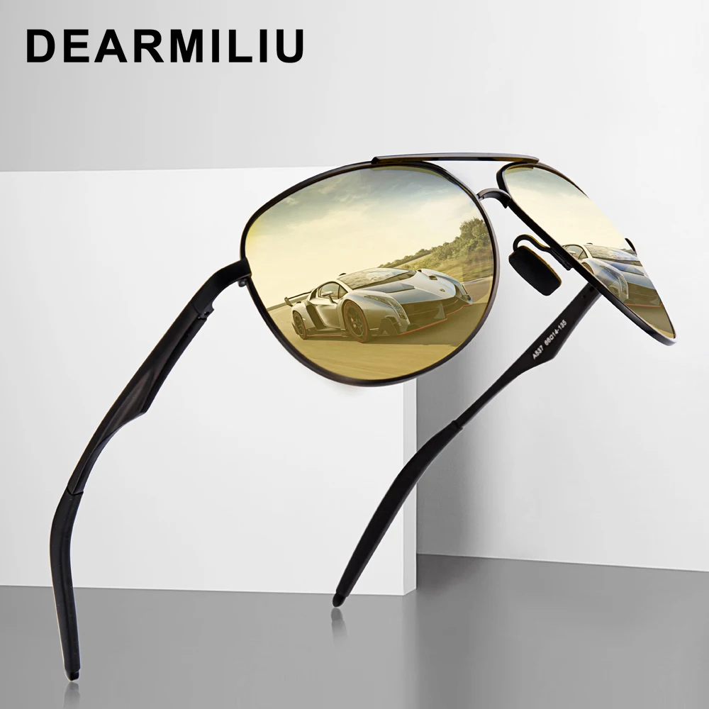 Мужские солнцезащитные очки ночного видения DEARMILIU винтажные поляризационные для
