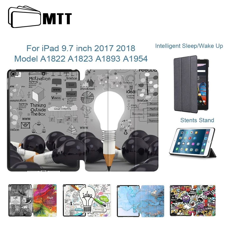 MTT для ipad 9,7 дюймов Чехол A1822 A1823 левый и правый мозги окрашенный из искусственной кожи чехол-подставка для нового ipad 9,7 '' A1893 A1954