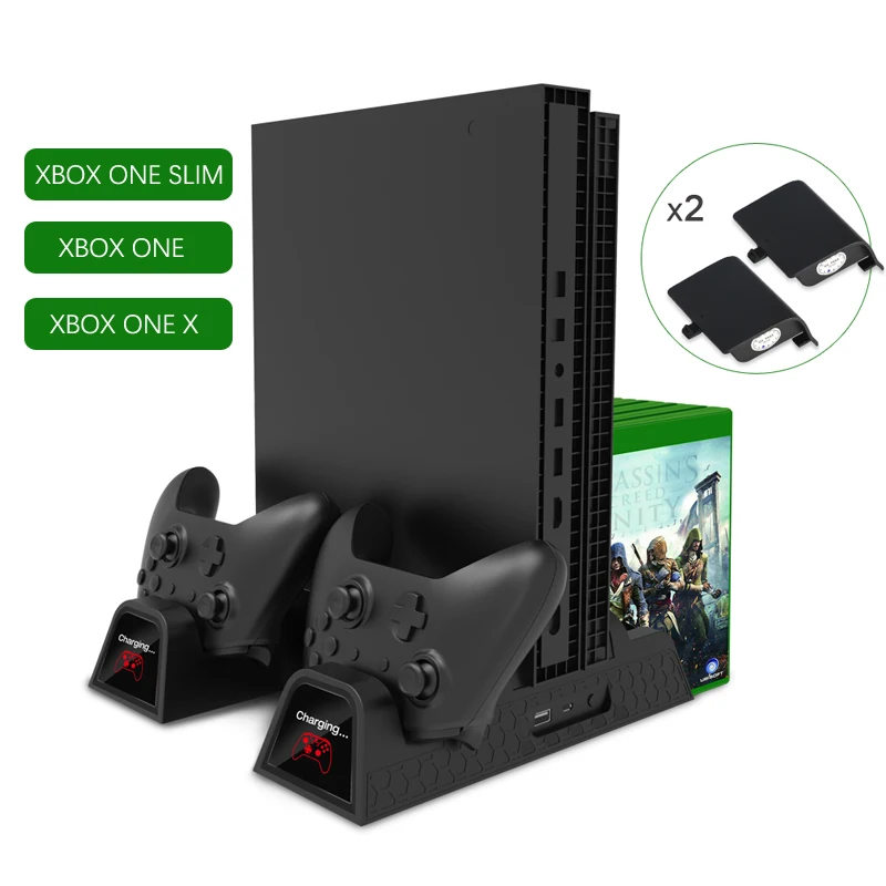 

Xbox Heat Sink Base For Xbox One /S/ XPro Accessories Cooling Fan Dual Controller Charging Dock Vertical Charger Stand