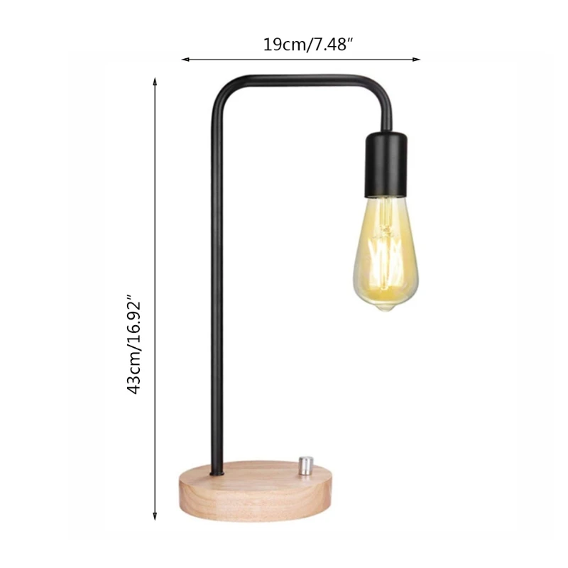 

Retro Light Bulb Bedside Dimmable Night Light Wrought Iron Table Lamp Creative Simple Desktop Home Bedroom Desk LightEU/US (opti