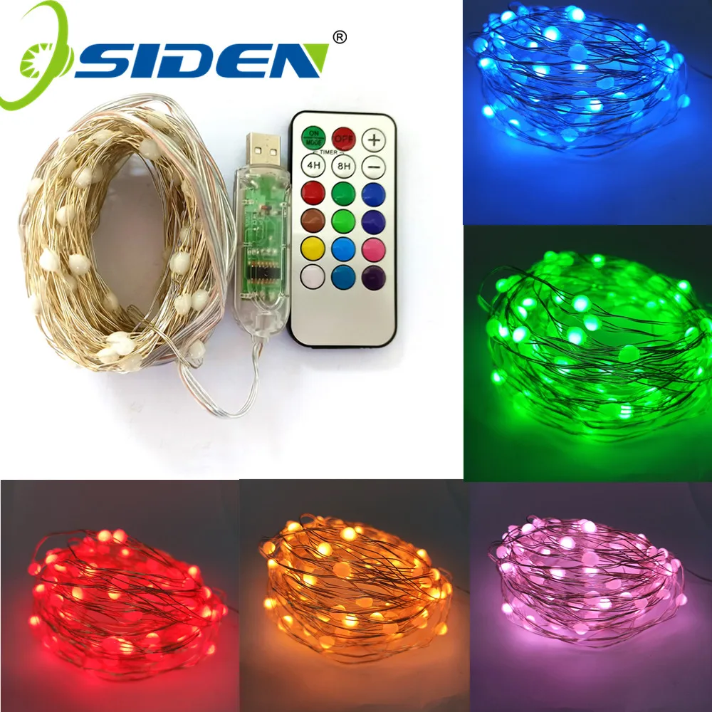 Гирлянда фея 12 видов цветов 13 режимов USB 5V Дистанционное Серебряная обувь 3 провод
