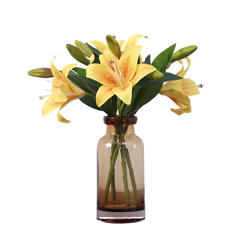 

1 шт., декоративная желтая искусственная лилия для скрапбукинга