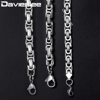 davieslee mens necklaces chains silver color stainless steel byzantine chain necklace for men jewelry fashion gift 57mm lknn21