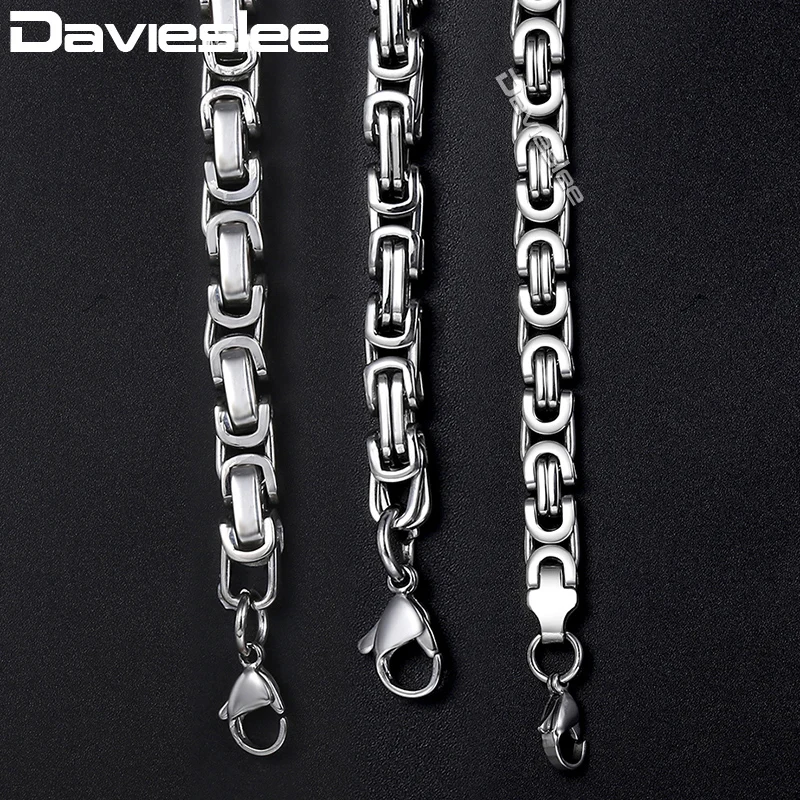 Мужские ожерелья Davieslee цепочки серебряного цвета из нержавеющей стали