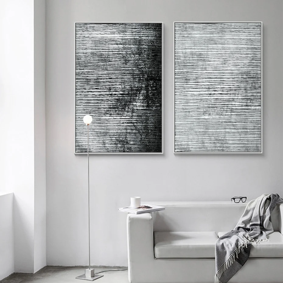 Винтажные черно-белые абстрактные чернила художественные картины на холсте