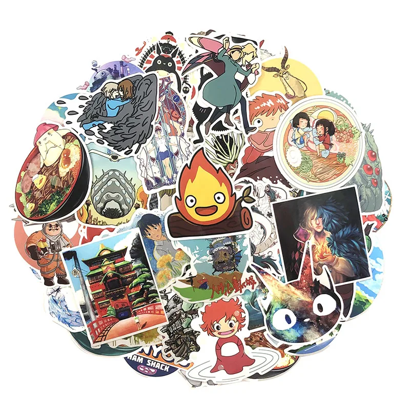 50 шт./компл. Miyazaki Hayao фильм граффити наклейки аниме-наклейки подарки игрушки для детей самодельный скейтборд ноутбук автомобиль телефон