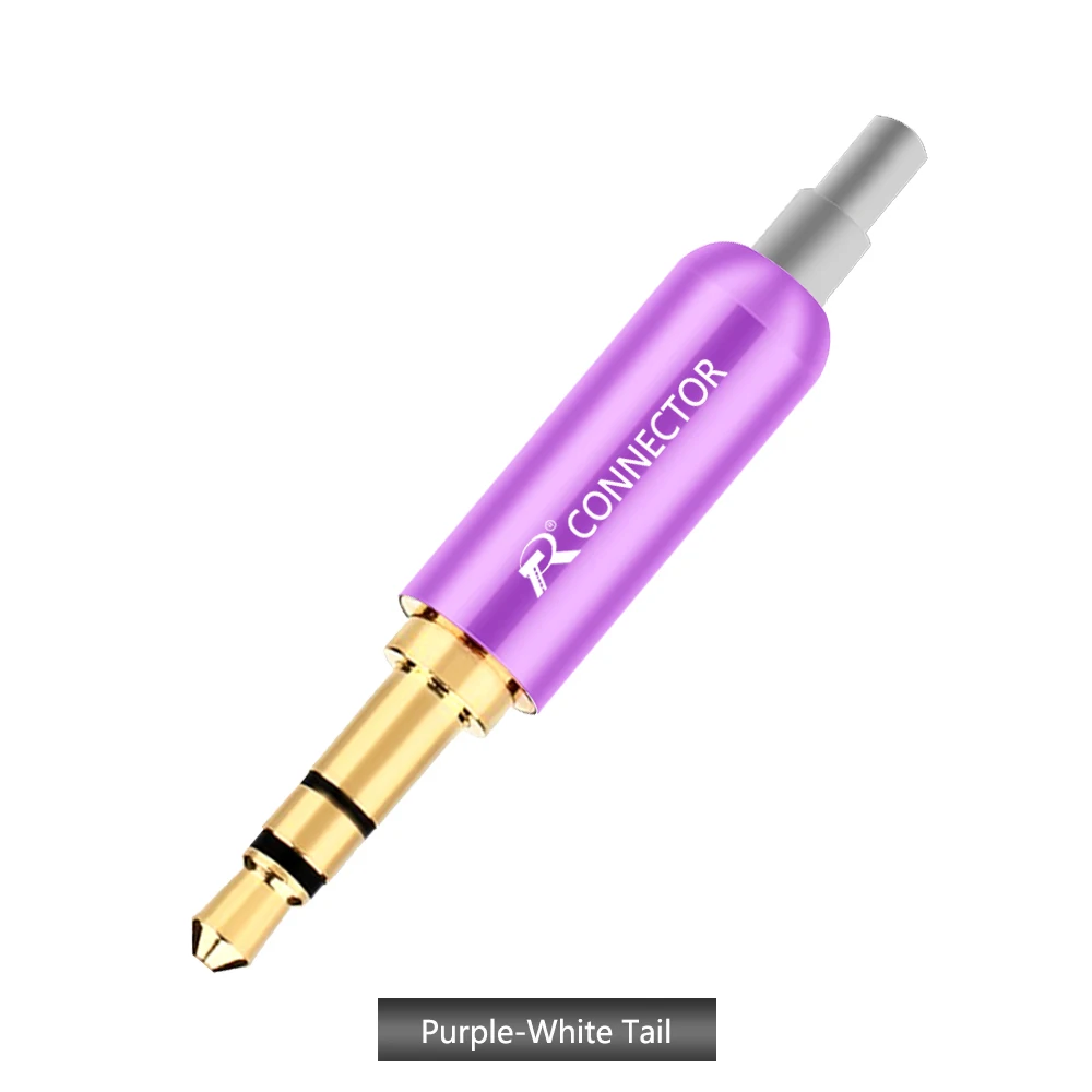 Purple-White Tail 10 шт. Алюминий Jack 3,5 штекера наушников 3,5 мм 3 полюс стерео штекер с позолотой провод разъем для наушников DIY подготовка - Цвет: Purple-White Tail