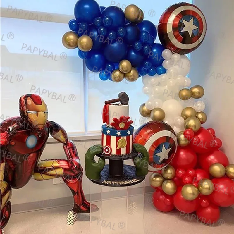 Juego de Globos de fiesta de Marvel para ni&ntilde;os, Kit de Globos de arco rojo y azul cromado, decoraci&oacute;n para fiesta de cumplea&ntilde;os, Baby Shower, Spiderman, 106 Uds.-1