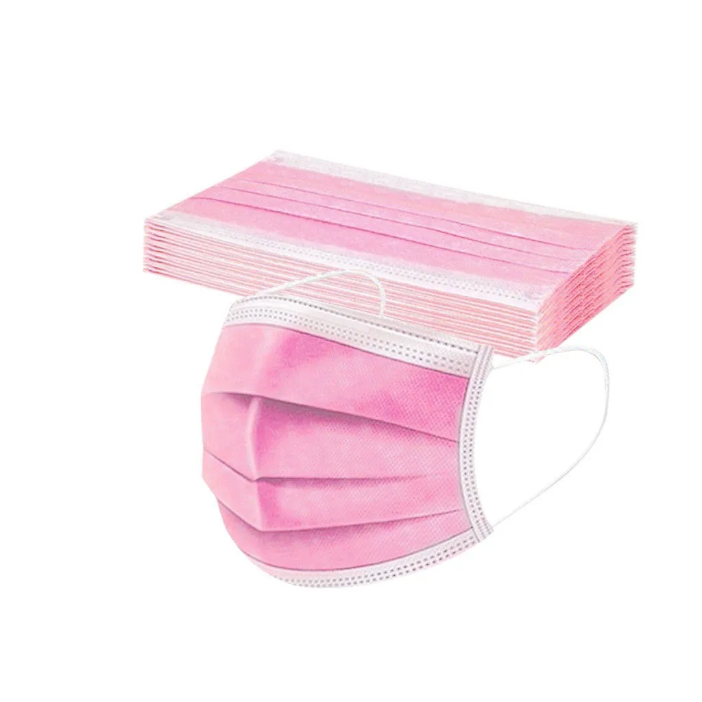 

Headband 10PCS Women Man Solid Mask Disposable Face Mask 3Ply Ear Loop AntiPM2.5 Mask mscara # mascarillas