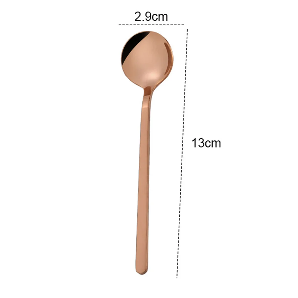 

6 Pcs 13CM Stainless Steel Round Spoon Mini Long Handle Teaspoons Coffee Stirring Spoon for Coffee Sugar Dessert (Short, Golden)