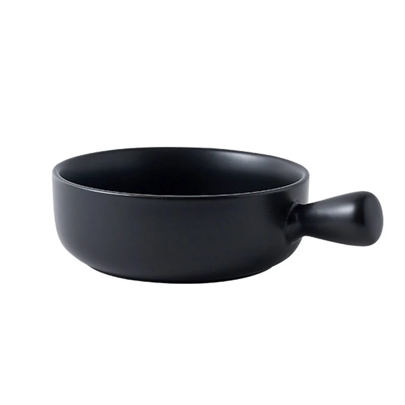 

Single Handle Bakeware Round Porcelain Baking Dishs Bowl For Breakfast Dinner Tableware