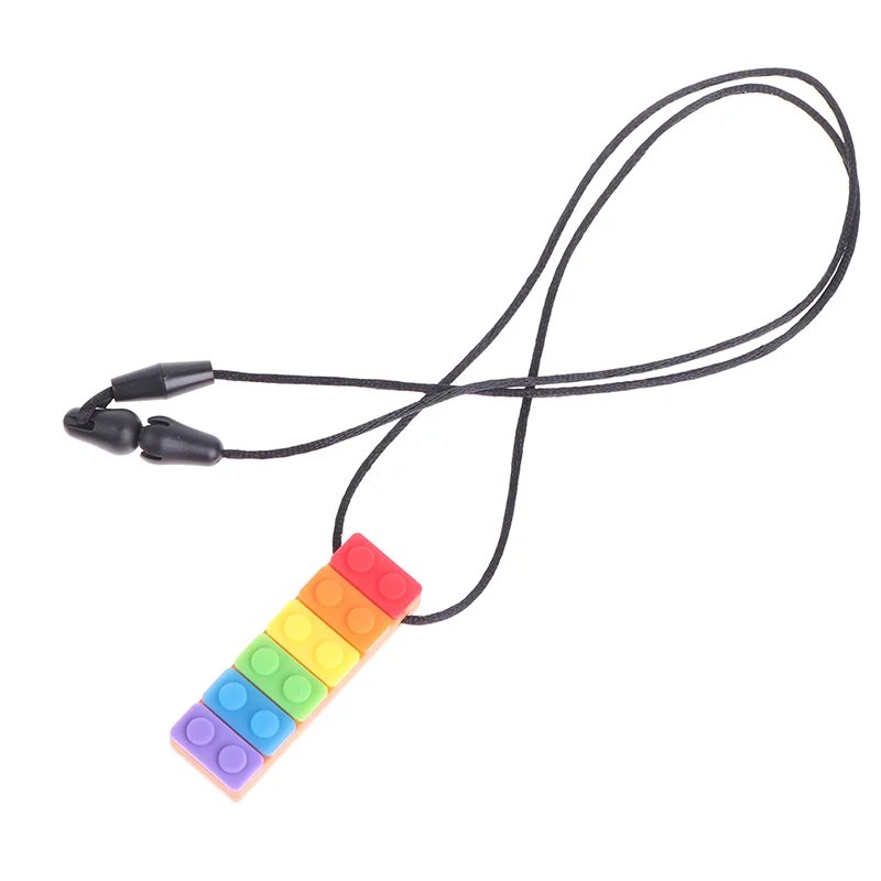 

Baby Rainbow Teether Necklace Silicone Teethers Chew Sensory Eco-friendly Biting Baby Rainbow Teether Necklace
