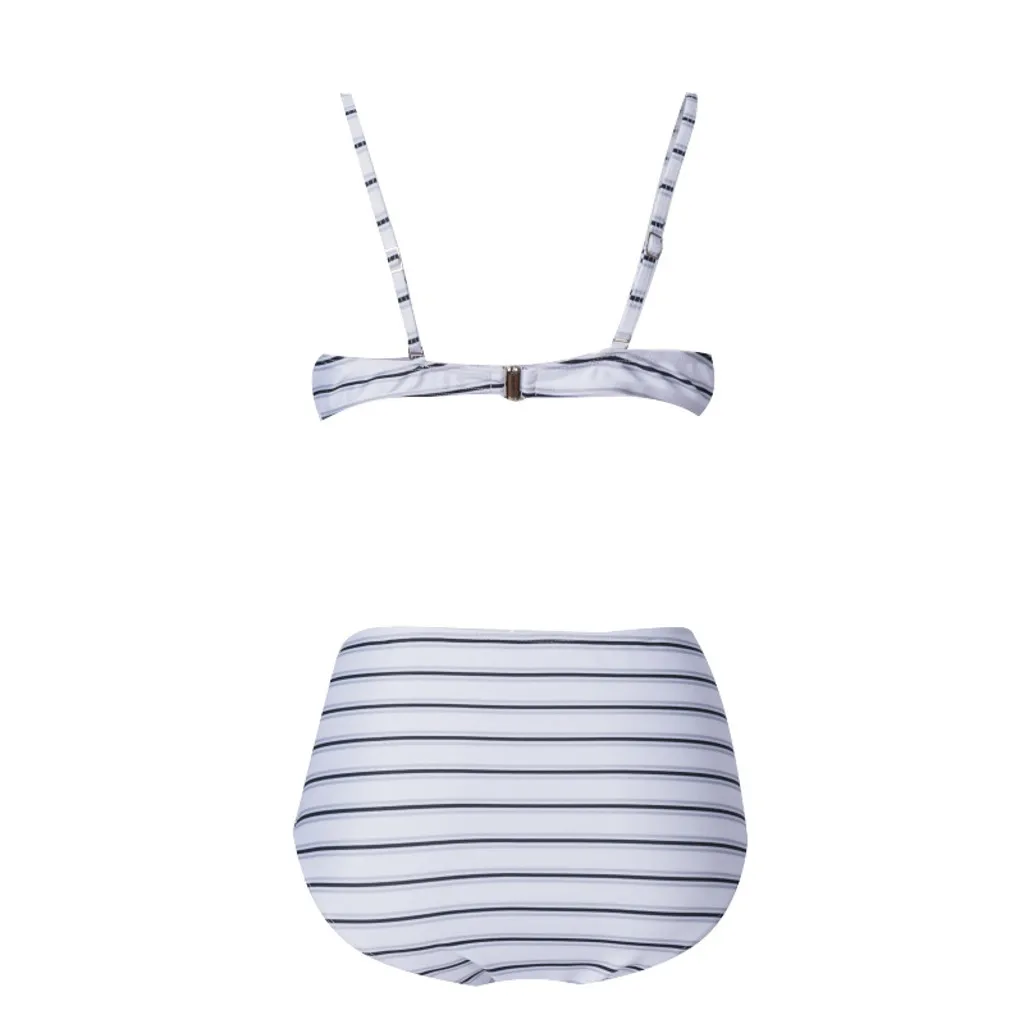 

women's swimsuit Polyester women's bathing suits Women's Swimwear Bikini Split High Waist Large Stripe Split Bikini