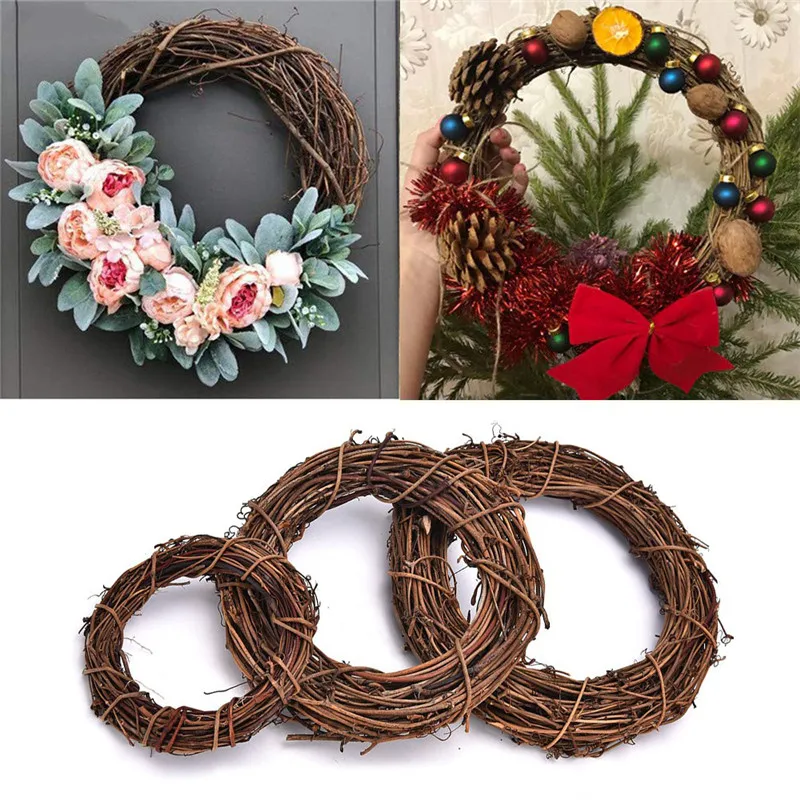 DIY Рождественский венок кольца ручной работы из ротанга украшения двери домашний