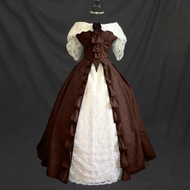 Косплей средневековое кружевное сексуальное платье принцессы с коротким