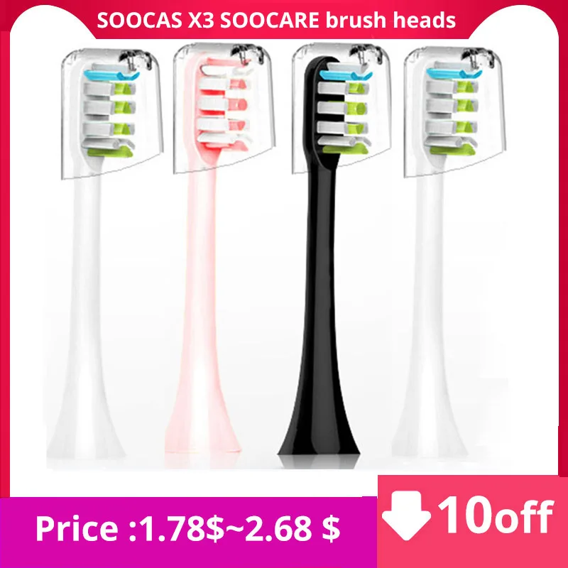 

For Xiaomi SOOCAS X3 SOOCARE Electric Toothbrush Heads Foodgrade Bristle Replacement Tooth Brush Head Nozzles with Anti-dust Cap