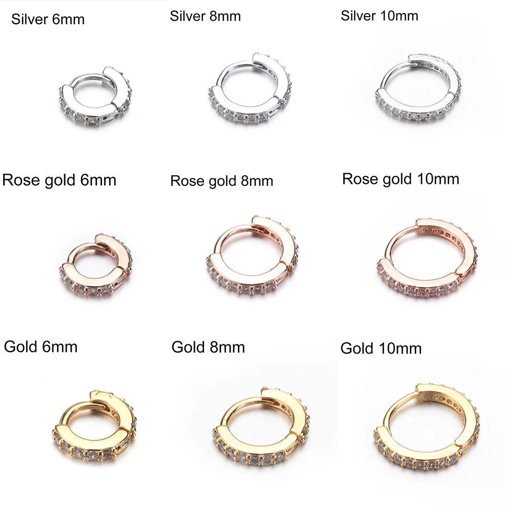 New Fashion Huggie Nose Ornament Punk Style CZ Ear Piercing 6/8/10mm Helix Cartilage Tragus Earrings Body Jewelry Accessories | Украшения и