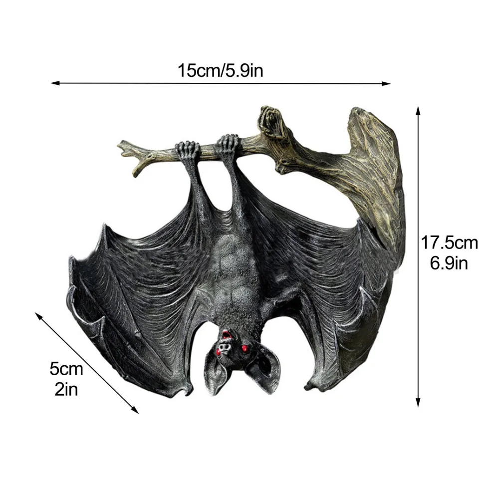 Colgante de &aacute;rbol de pared de murci&eacute;lago al rev&eacute;s, figurita de Animal en resina ornamento para exteriores, para Halloween, ambiente interesante, decoraci&oacute;n de jard&iacute;n-1