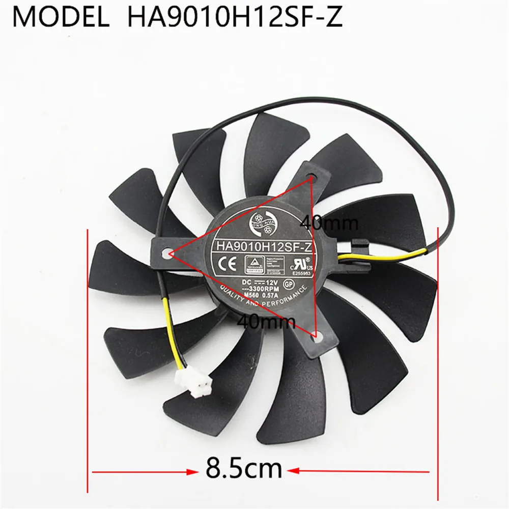 Графика вентилятор 12В 0.57A 2Pin 85 мм GPU охлаждения для MSI RX560 GTX1050/1050ti AERO ITX охлаждающий
