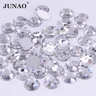 Круглые блестящие драгоценные камни JUNAO, 2, 6, 8, 10, 18, 20 мм, с плоской задней поверхностью, прозрачные, без фиксации Кристаллы Стразы для ногтей, для украшения ногтей