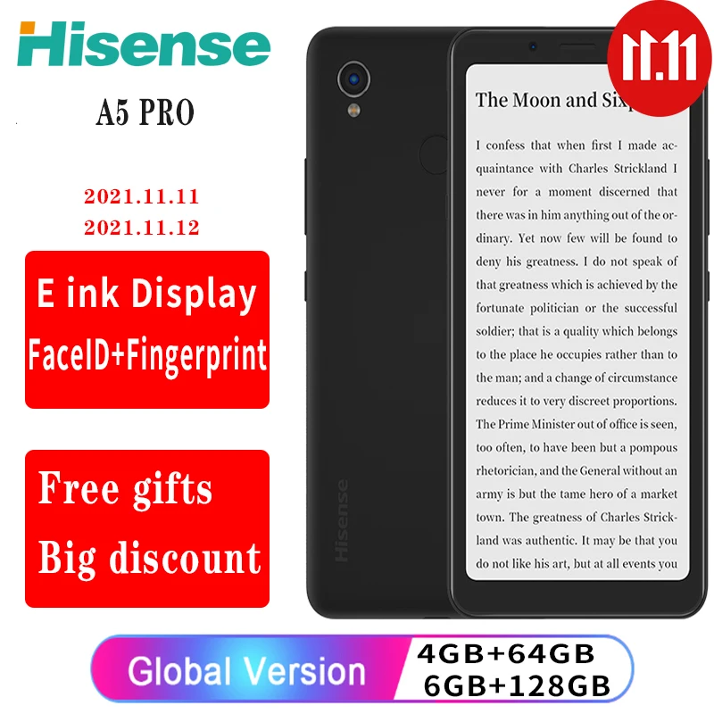 

Оригинальный Hisense A5 Pro eink экран дисплея сканер отпечатков пальцев Android 10 5,84 "электронная книга для чтения электронных чернил английский смар...
