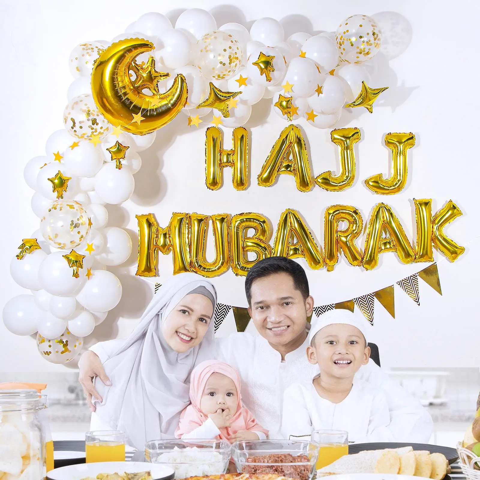 

1Set Eid Mubarak Letter Foil Balloons Ramadan Kareem Decorations Banner Star Moon Helium Globos Muslim Islamic Party Supplies