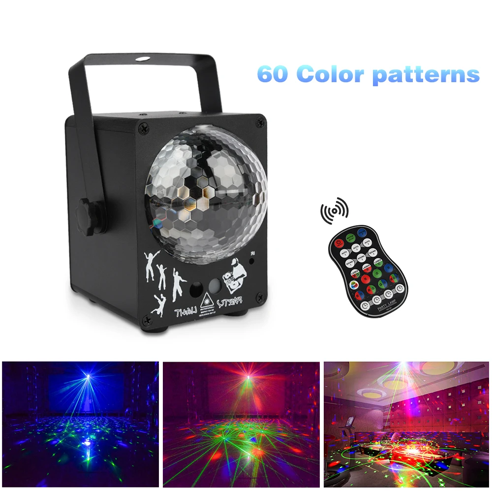 Светодиодный RGB прожсветильник Тор для дискотеки 60 узоров с музыкальной