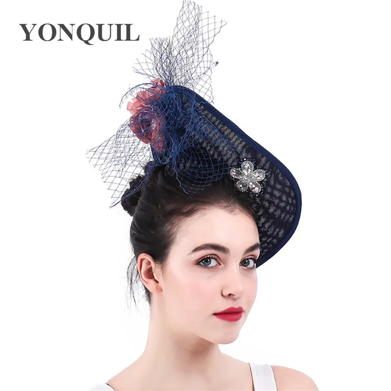 Женская винтажная шляпка Таблетка с вуалью для церкви и торжественных случаев
