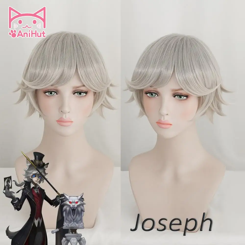 【AniHut】Hunter Photographer Joseph Wig with two Ears Game Identity V Cosplay Synthetic Hair Moonlight Gentleman Joseph Costume