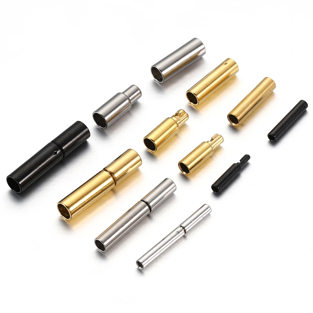 

5Pcs/lot Stainless Steel Rotary Buckle 1.3mm 2mm 3.3mm Hole PushLock Buckle Leather Cord Clasps for Jewelry Making Necklace DIY