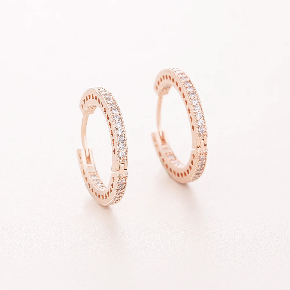 Ювелирные изделия из розового золота серьги кольца в форме сердца с