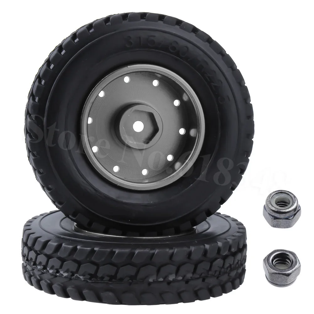 2 шт. для Tamiya 1/14 RC шины прицепа трактора жесткая резина с алюминиевыми колесами