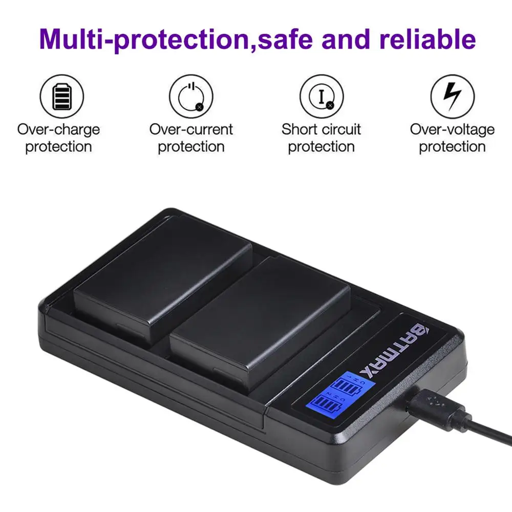 

Batmax EN-EL20 EN-EL20A EL20 en el20 Battery+New LCD Dual USB Charger for Nikon Coolpix P1000 Nikon1 J1, J2, J3 Nikon1 AW1