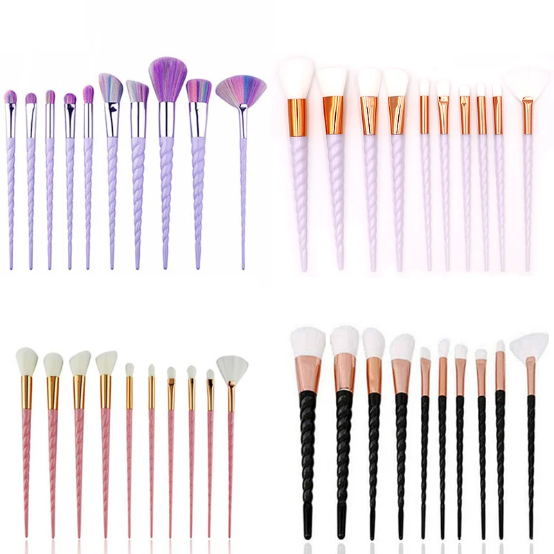 

10pcs Unicorn Makeup Brush Set Foundation Blending Powder Eye shadow Make Up Brushes White Black Cosmetic Beauty Make Up Tools d