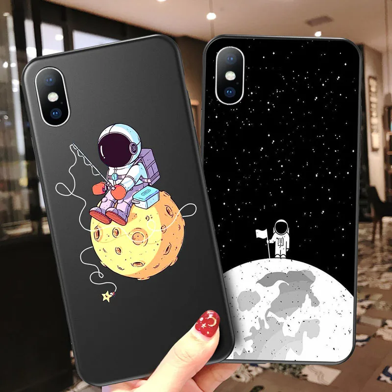 Чехлы для телефона Space Moon iPhone 11 Pro Max X XR Xs 6 6s 7 8 Plus 5 5s SE Planet Star Мягкий силиконовый