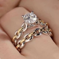 2pcs punk chain wedding rings for women 2021 trend crystal couple rings steampunk engagement jewelry accessories gifts wholesale