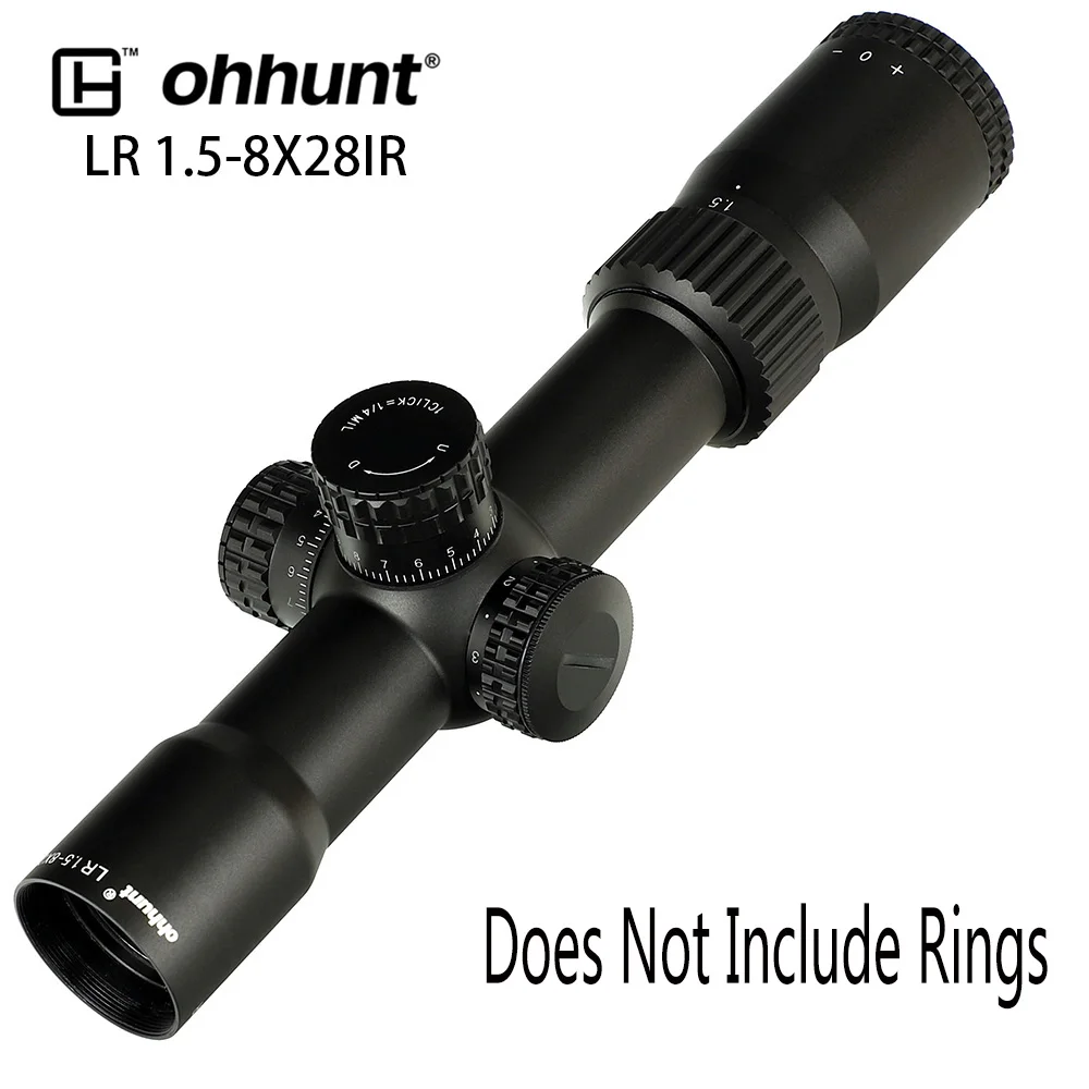 Ohhunt LR 1,5-8X28 ИК компактный охотничий прицел Mil Dot стекло травленая сетка Красное освещение башенки замок сброс тактический прицел - Цвет: Not Include Rings
