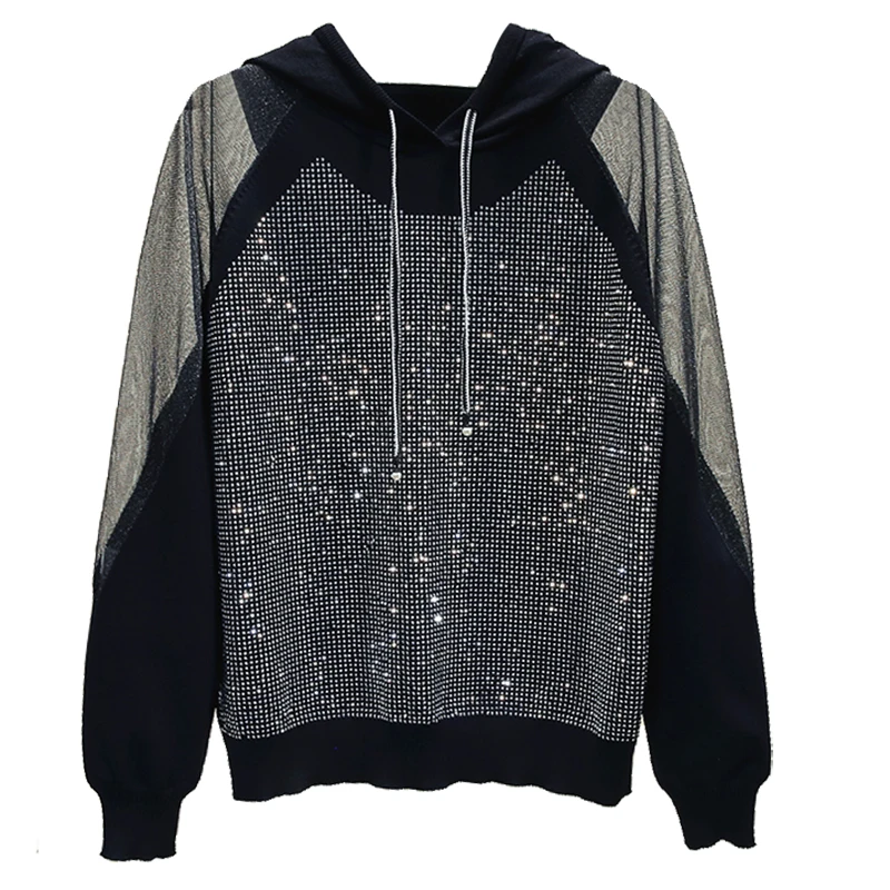 Женский вязаный джемпер с капюшоном Свободный пуловер длинными рукавами для