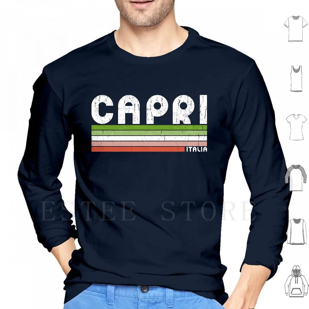 

Capri Italia-Retro Capri Italy Design Hoodies Long Sleeve Capri Italia Italy Italian Retro Vintage Red Green White