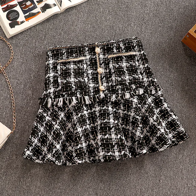 The new autumn dress of 2019 net red Western-style shirt tweed skirt and two-piece suit for Female Spring | Женская одежда