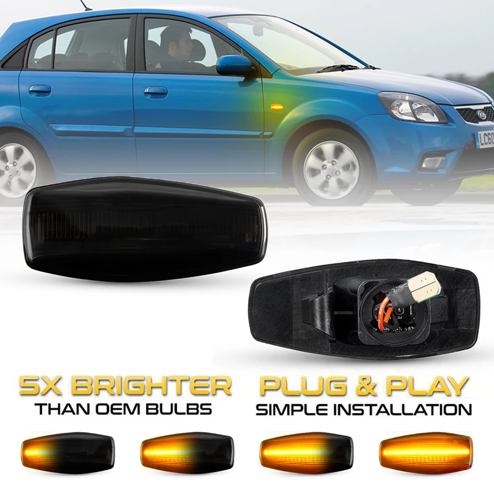 

2Pcs LED Dynamic Side Marker Light Turn Repeater Lamp For KIA Rio 2 Sedona 2 Morning Amanti Opirus Picanto 1 Carnival 2 Sportage