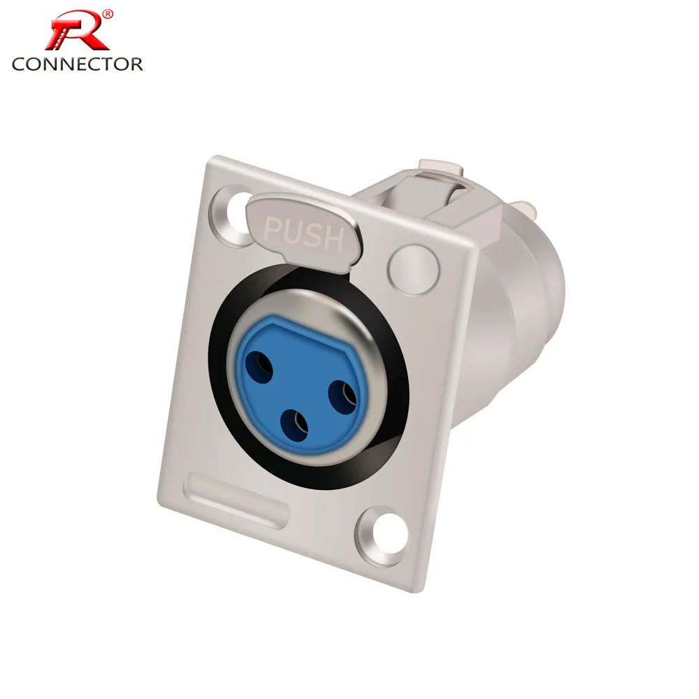 1 шт. 3 контактный разъем XLR гнездовой монтажный никелированный YS1K3F2