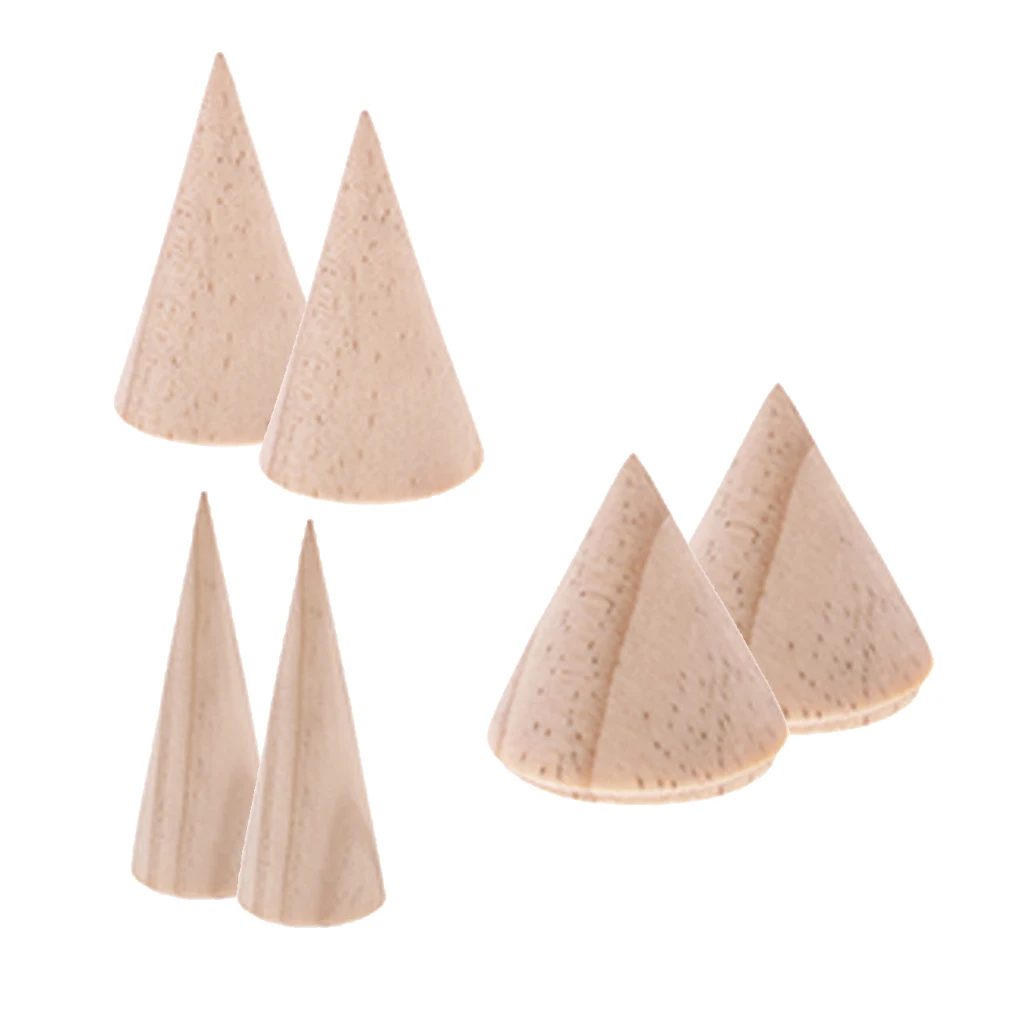 

6Pcs Fashion Ring Finger Cone Wood Showcase Organizer Jewelry Rack Display