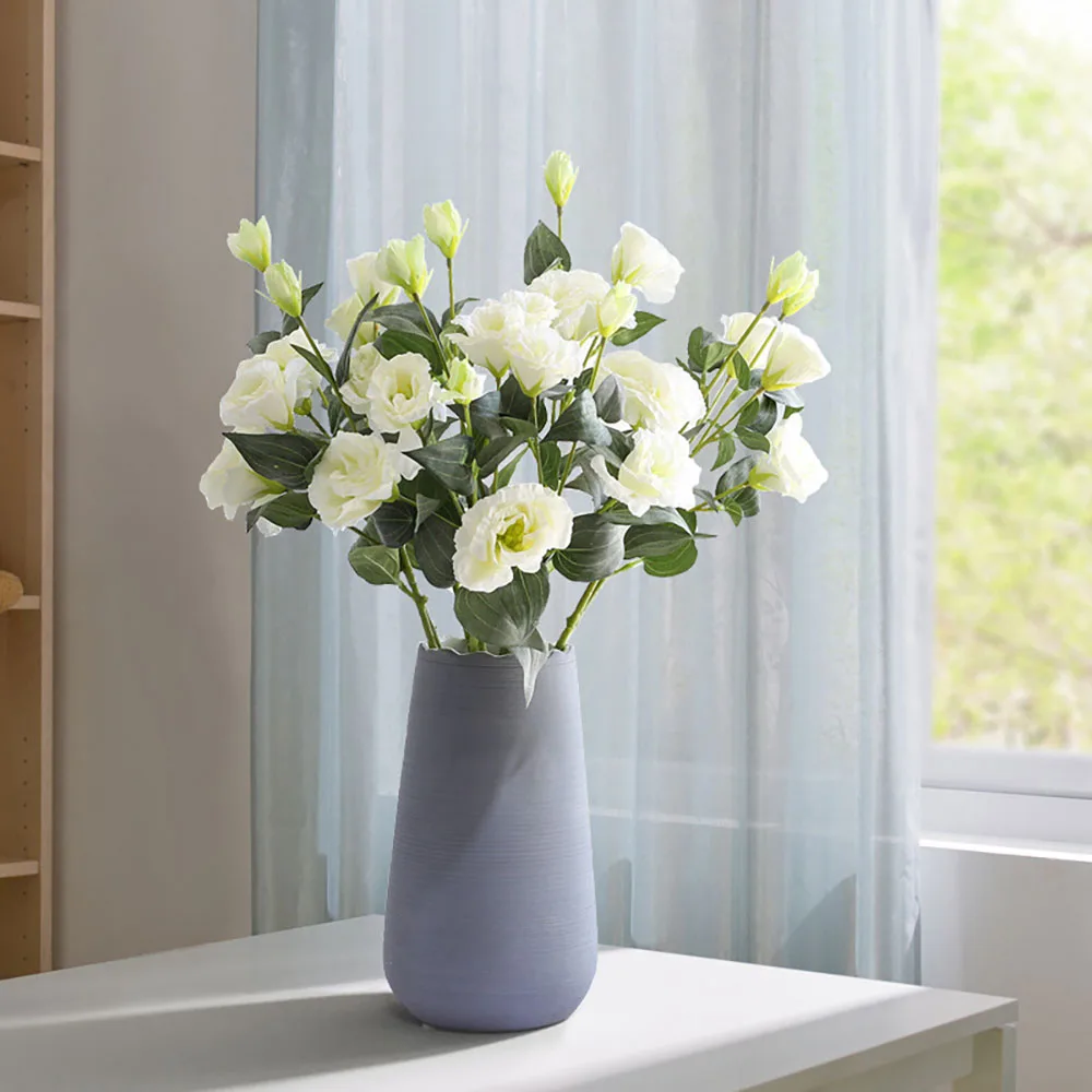 Искусственные цветы высокого качества Eustoma Lisianthus с 4 головками для украшения дома, свадебного букета.