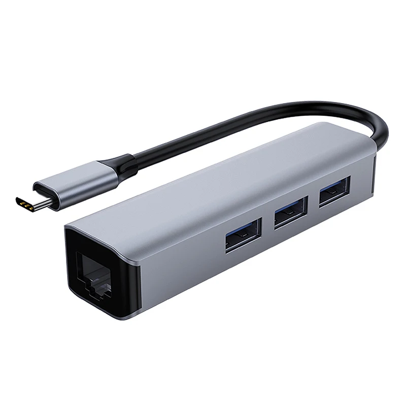 

Type-C 4 in 1 Hub, Type-C to Gigabit Network Interface + 3 USB3.0 Port Hub Expanders
